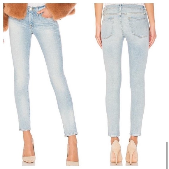 FRAME denim Le Skinny De Jeanne Jeans Adeline Light Wash mid-rise SIZE  25 - Picture 2 of 11